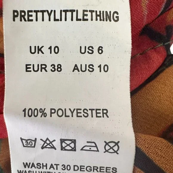 Pretty Little Thing Orange Big Leaf Tie Front Wide Leg Beach 2-Pc Set Sz10 NWT - Picture 8 of 14